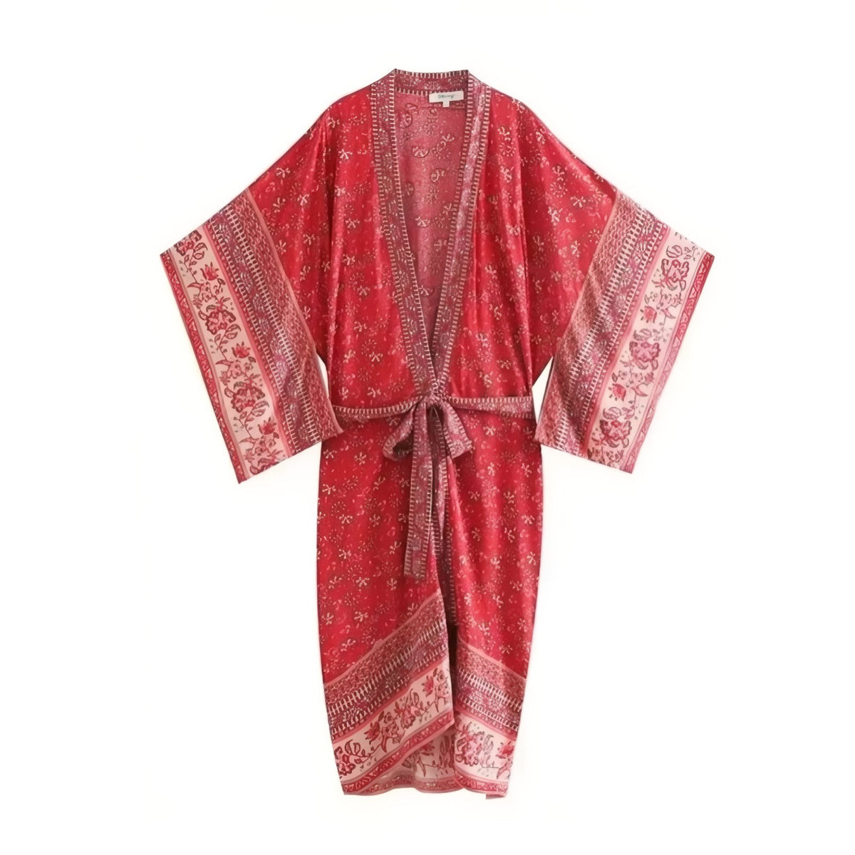 Kimono de Plage à Ceinture Bohemian Style - Rouge