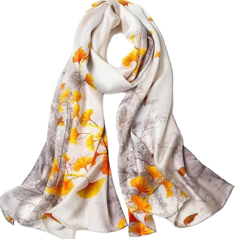 Etole Soie Chic Jaune et Blanc 172*55cm