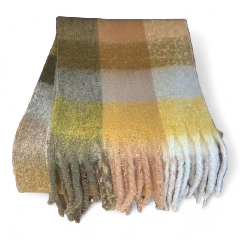Grande Echarpe Femme Jaune et Beige 220*38cm