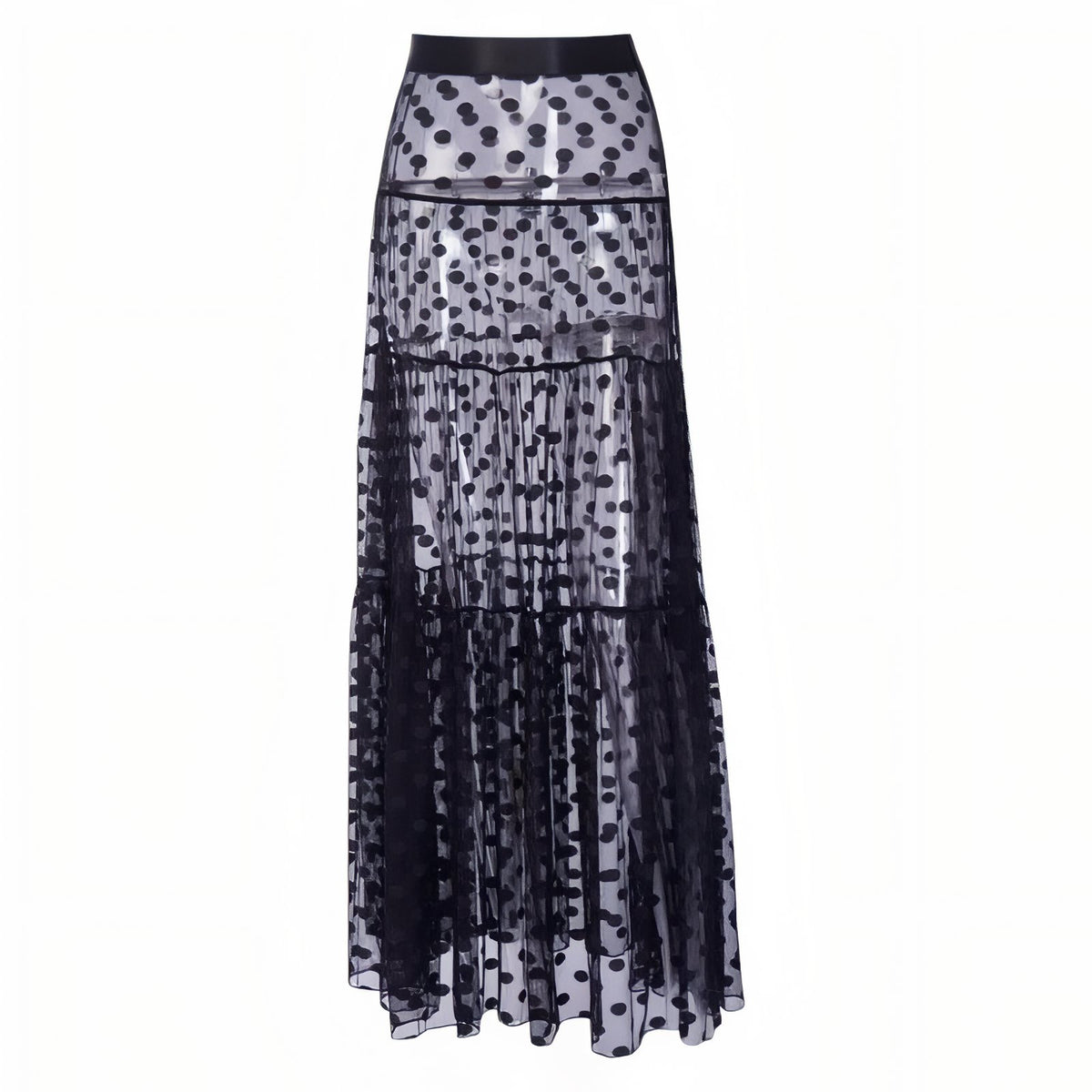 Maxi Jupe Longue Plage Transparente - Noir