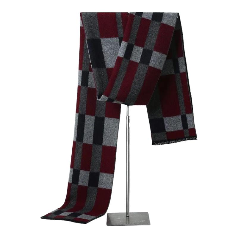 Echarpe Cachemire Homme Grise Bordeaux et Gris 180*30cm