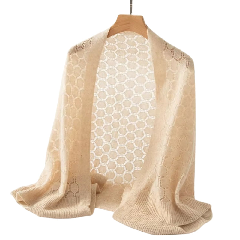 Châle Laine Cachemire Beige Crème 135*30cm