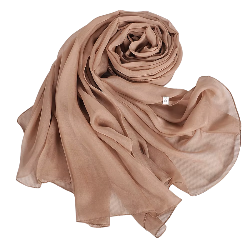 Foulard Soie Femme Chic roulé sur lui-même - Bleu Clair - Vert Émeraude - Jaune Moutarde - Bleu Ciel - Fuchsia - Noir - Taupe - Bleu Électrique - Bordeaux - Lavande