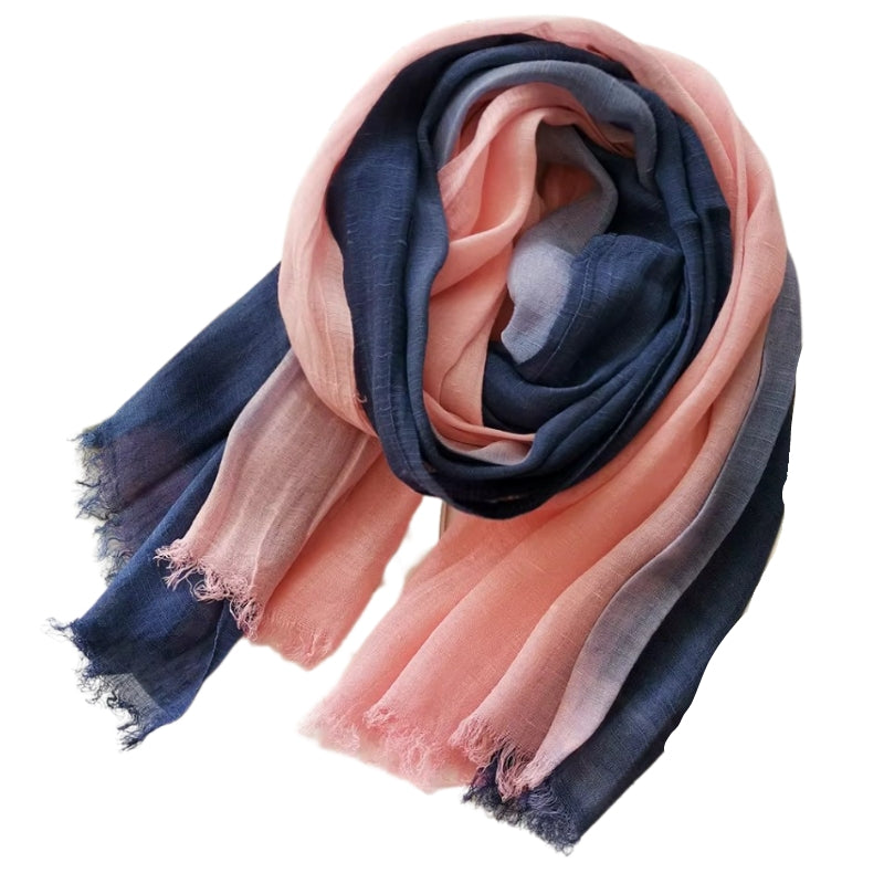 Chèche Rose Rose Pâle et Bleu Marine 90*190cm