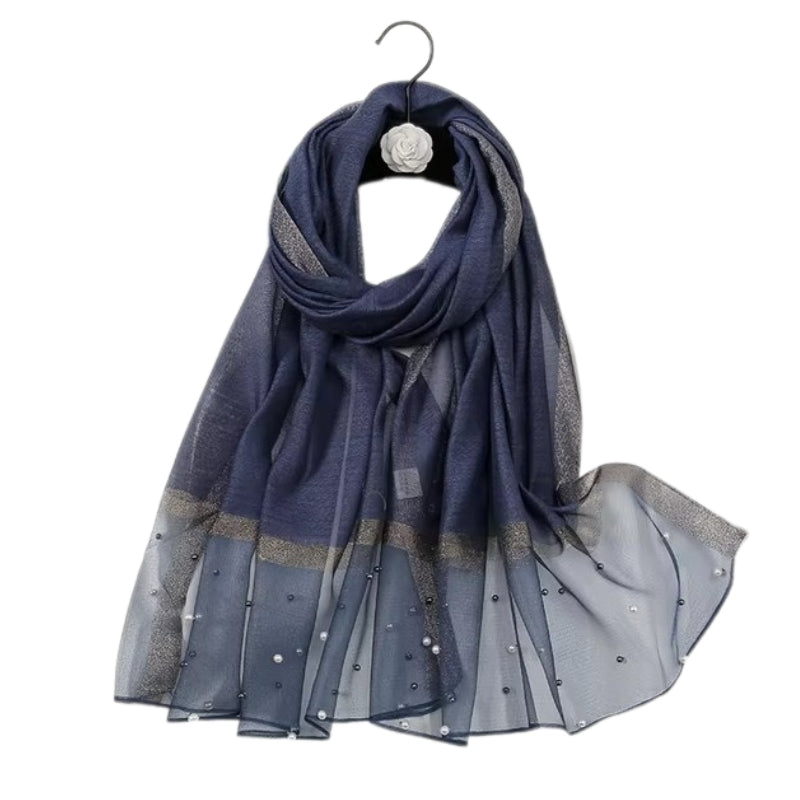 Foulard Perlé Bleu Marine 190*70cm