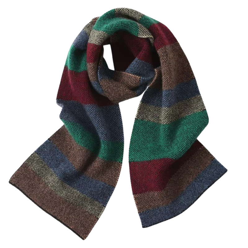 Écharpe Laine Fine Homme - Patchwork Foncé - 100*20cm