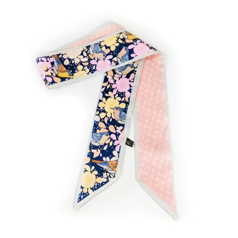 Bande Foulard Cheveux Rose et Bleu Marine 90*5.5cm
