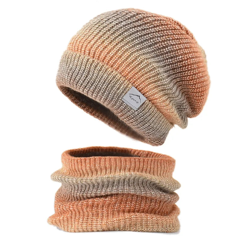 Ensemble Bonnet Tour De Cou Femme Beige et Sable
