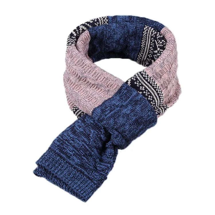 Echarpe Homme Motif Jacquard - Bleu Marine et Rose Poudré - 175*55cm