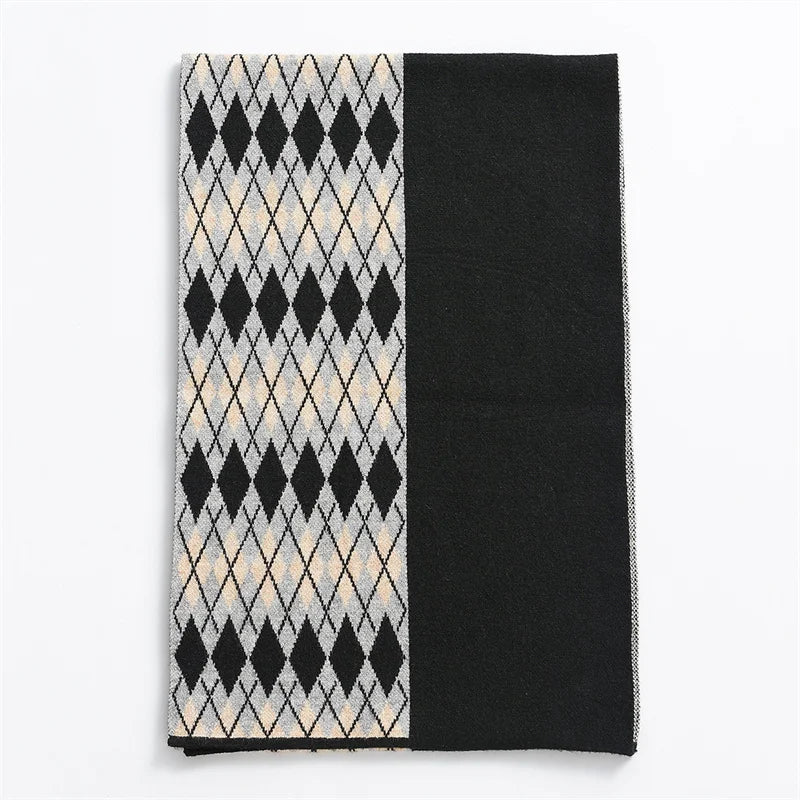 Echarpe Tendance Homme Noir et Gris 30*180cm