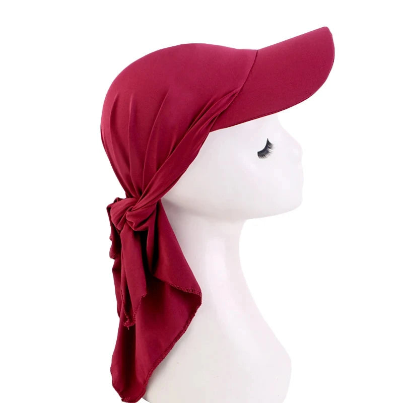 Casquette avec Foulard Eté Femme Bordeaux