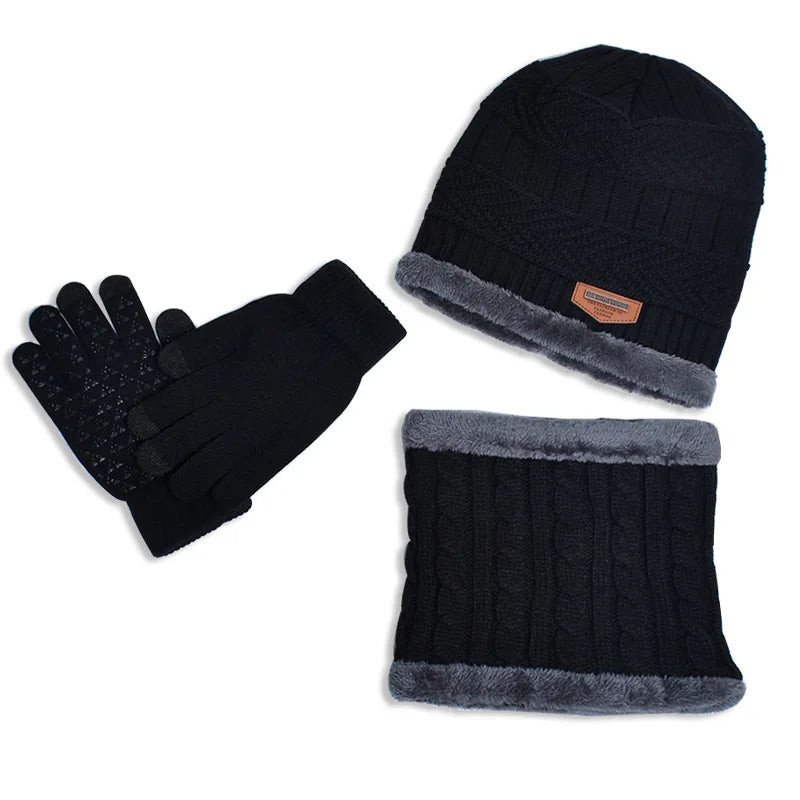 Ensemble Snood Bonnet et Gants Enfant Noir et Gris