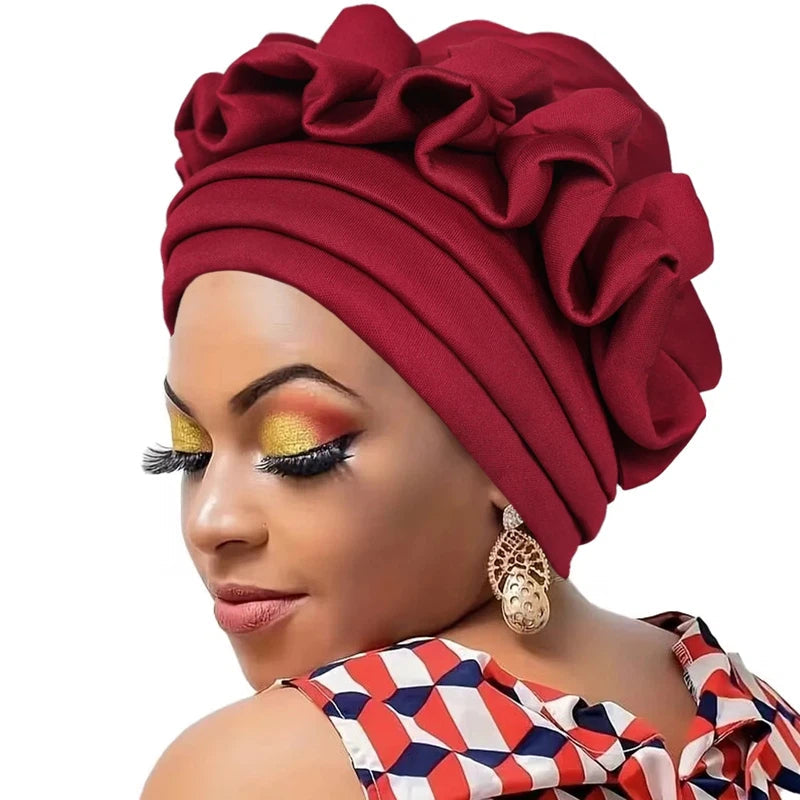 Chapeau Foulard Africain Bordeaux
