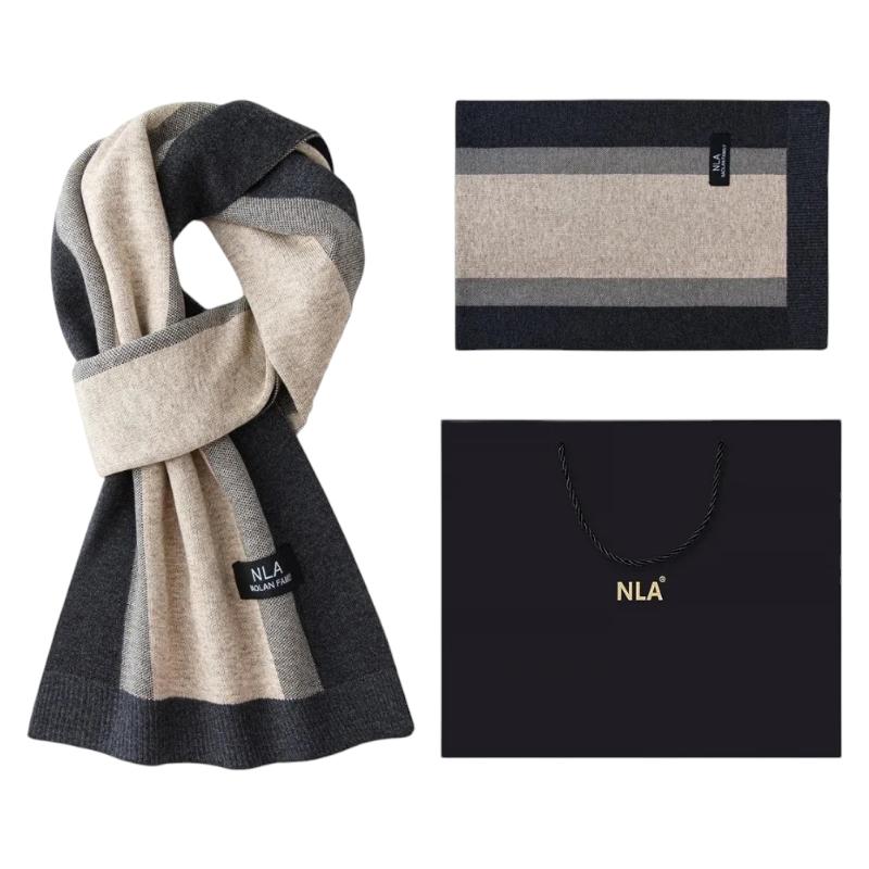 Echarpe pour Costume Homme - Beige et Charbon - 180*30cm