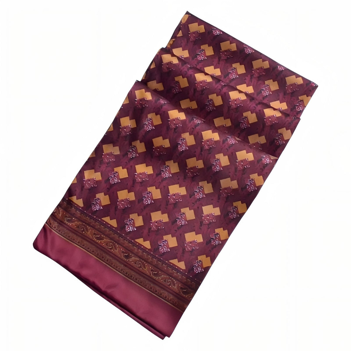 Foulard Homme Soie Luxe - Bordeaux et Jaune - 160*26cm