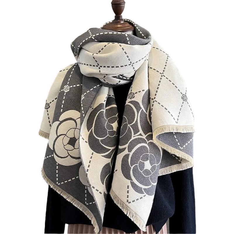 Echarpe Hiver Femme Gris et Beige