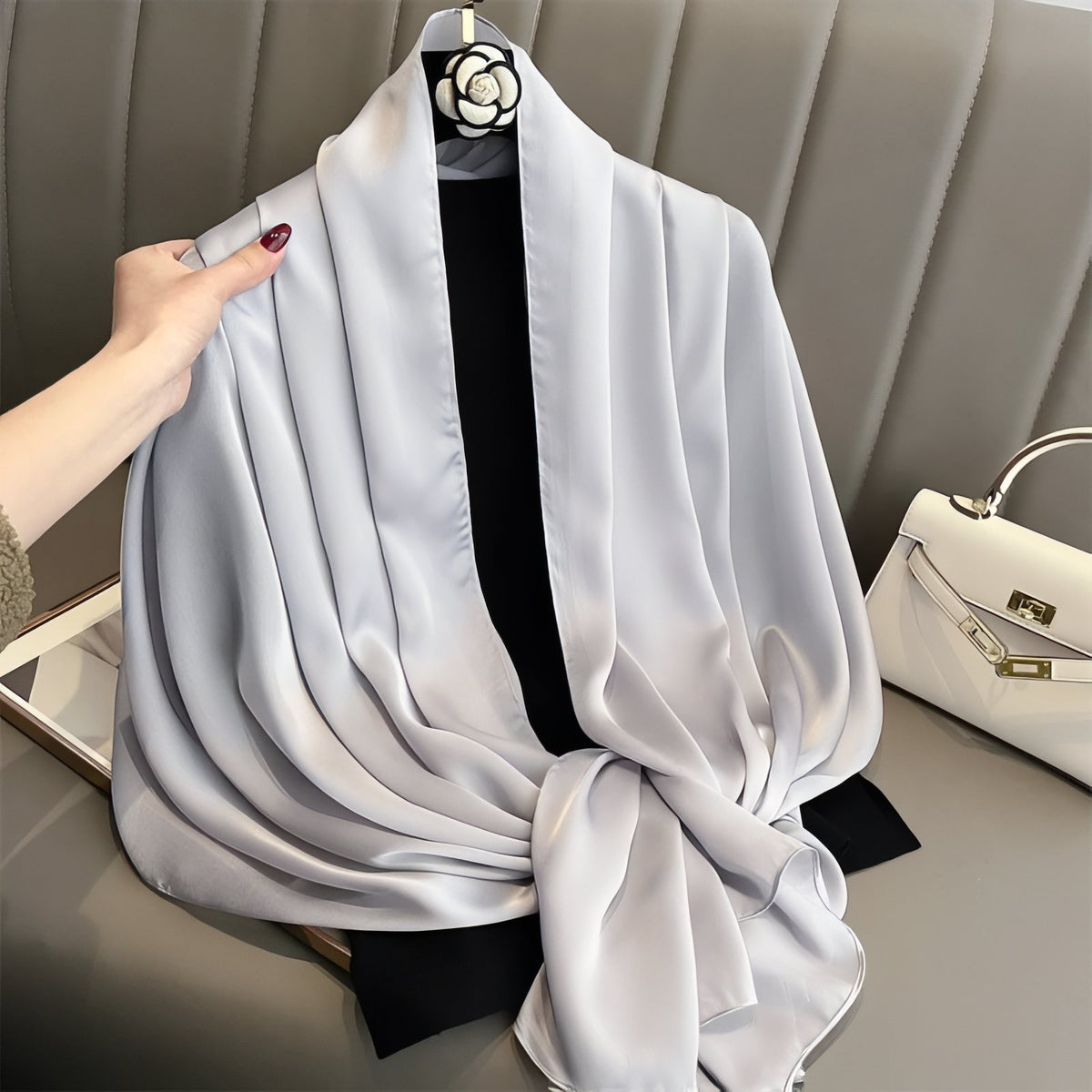 Etole Mousseline Mariage - Gris Clair - 90*180cm
