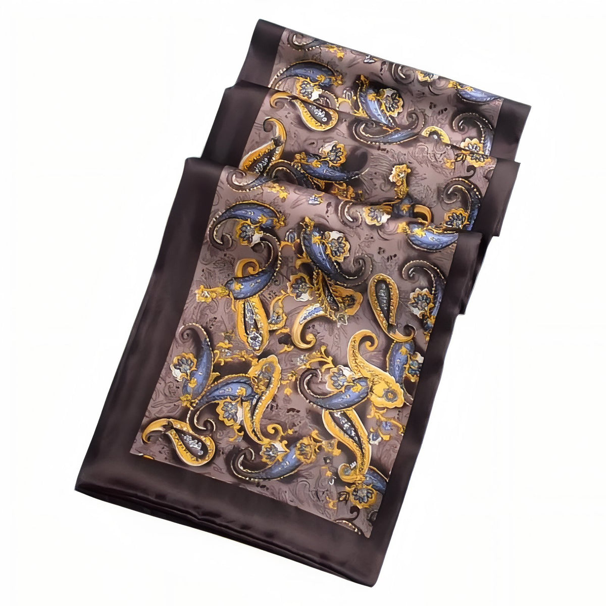 Foulard Homme Soie Luxe - Marron et Jaune - 160*26cm