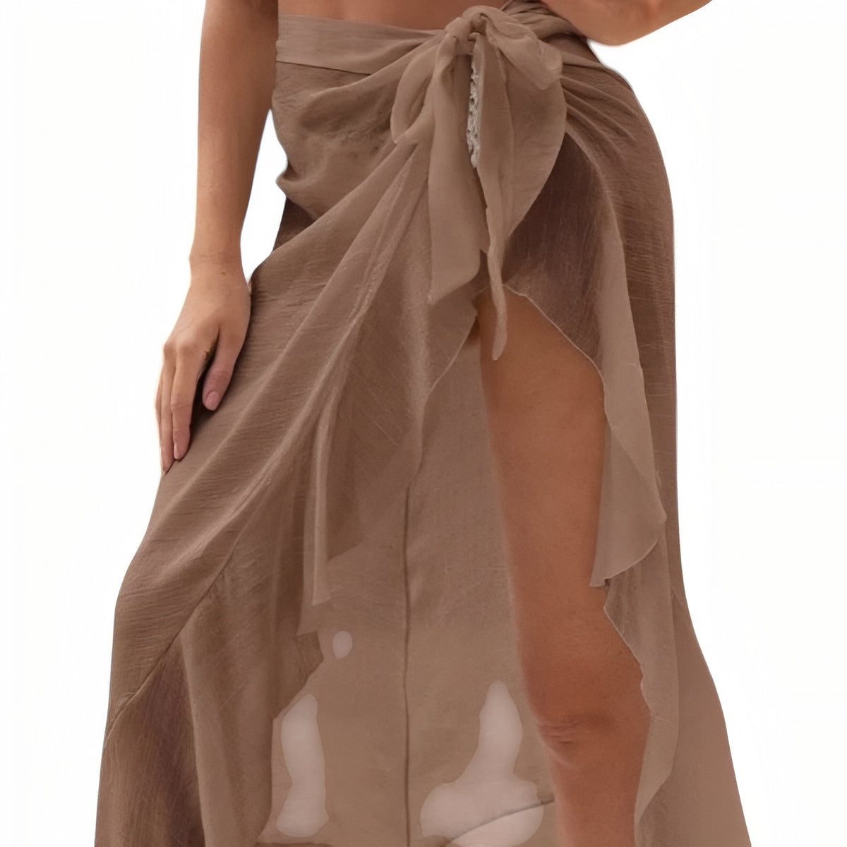 Jupe Paréo Fendue et Transparente - Kaki - Unique