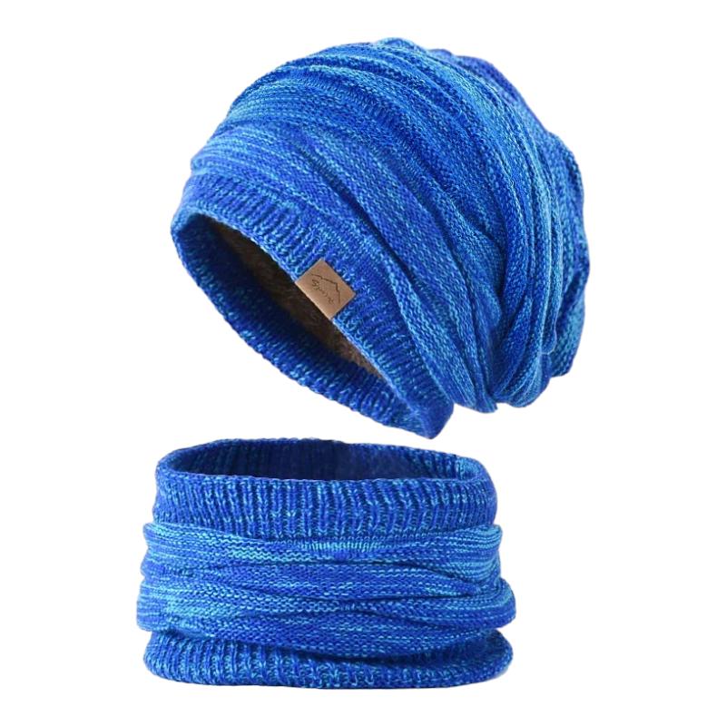 Ensemble Snood Bonnet Homme Bleu Cobalt 56-60cm