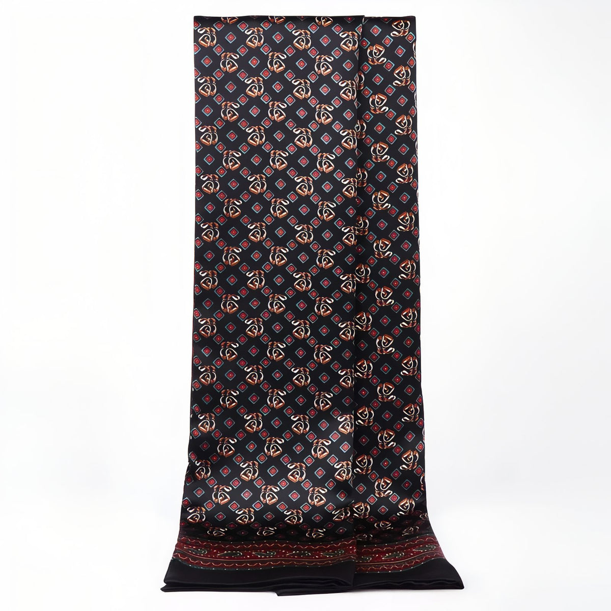 Echarpe Soie Vintage Homme - Noir et Rouge