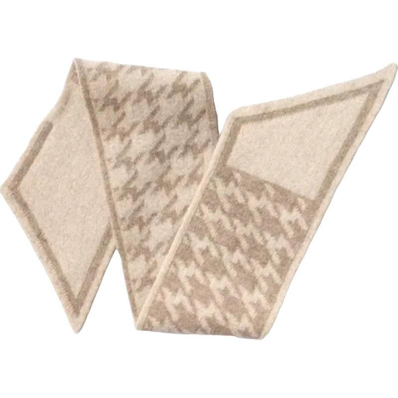 Echarpe Pied de Poule Beige et Taupe 90*11cm
