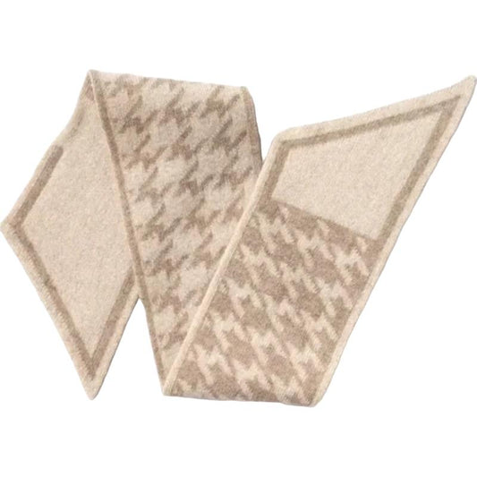 Echarpe Pied de Poule Beige et Taupe 90*11cm