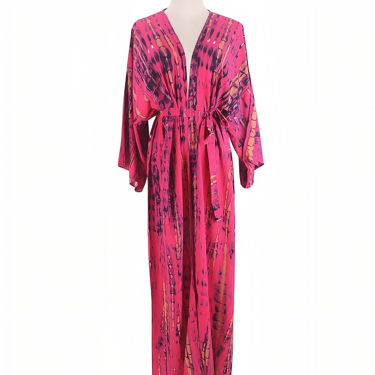 Kimono de Plage Tie and Dye Manches Longues - Fuchsia - Unique