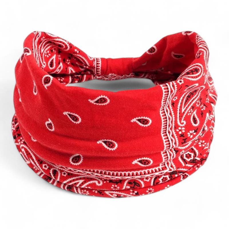 Bandana Bandeau Croisé Rouge vif et Blanc 