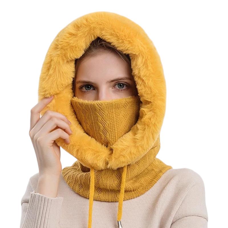 Echarpe Capuche Femme Jaune Moutarde 