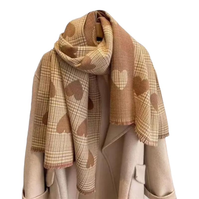 Echarpe Coeur Beige et Caramel 70X200cm