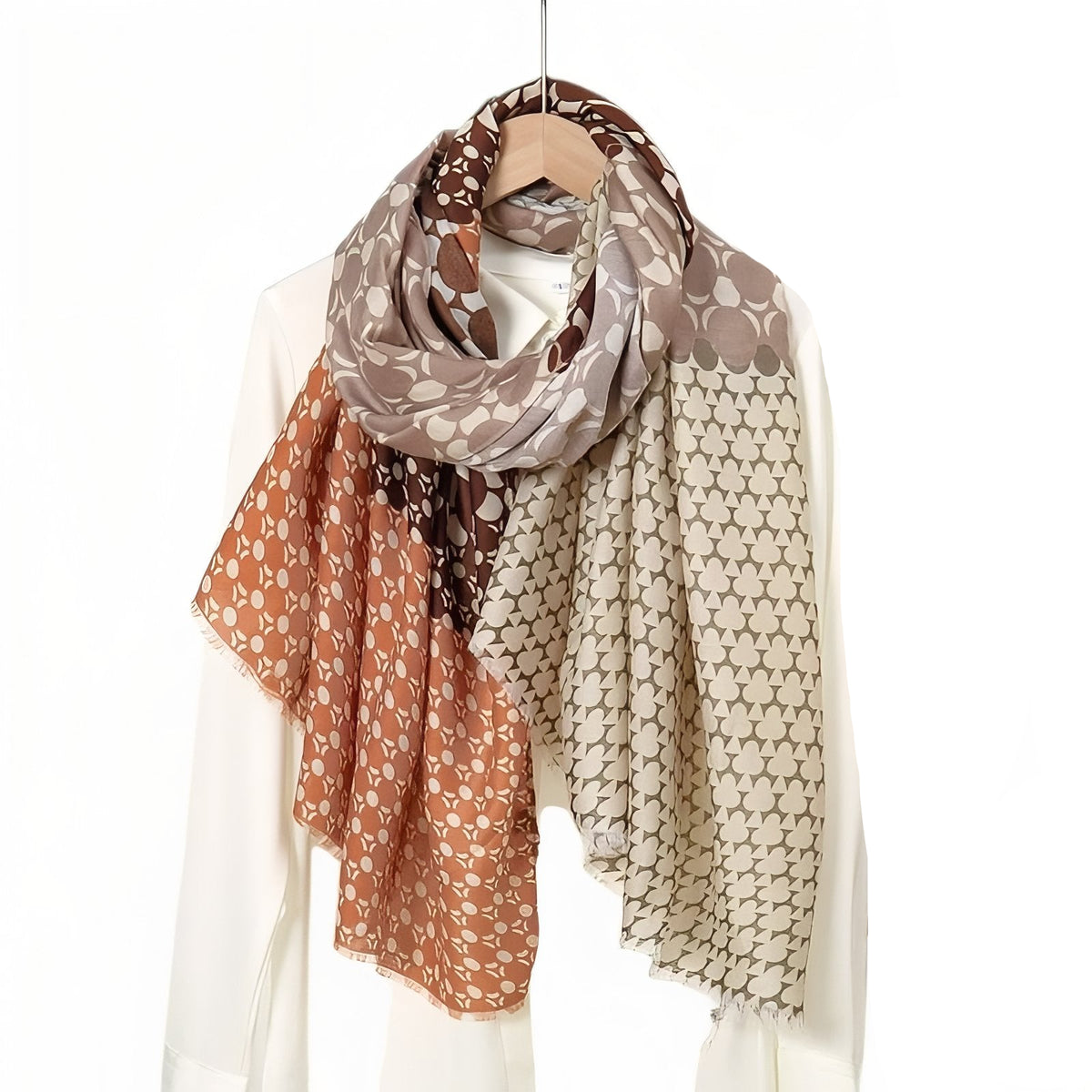 Chèche Couleurs Patchwork - Marron et Beige - 180*90cm