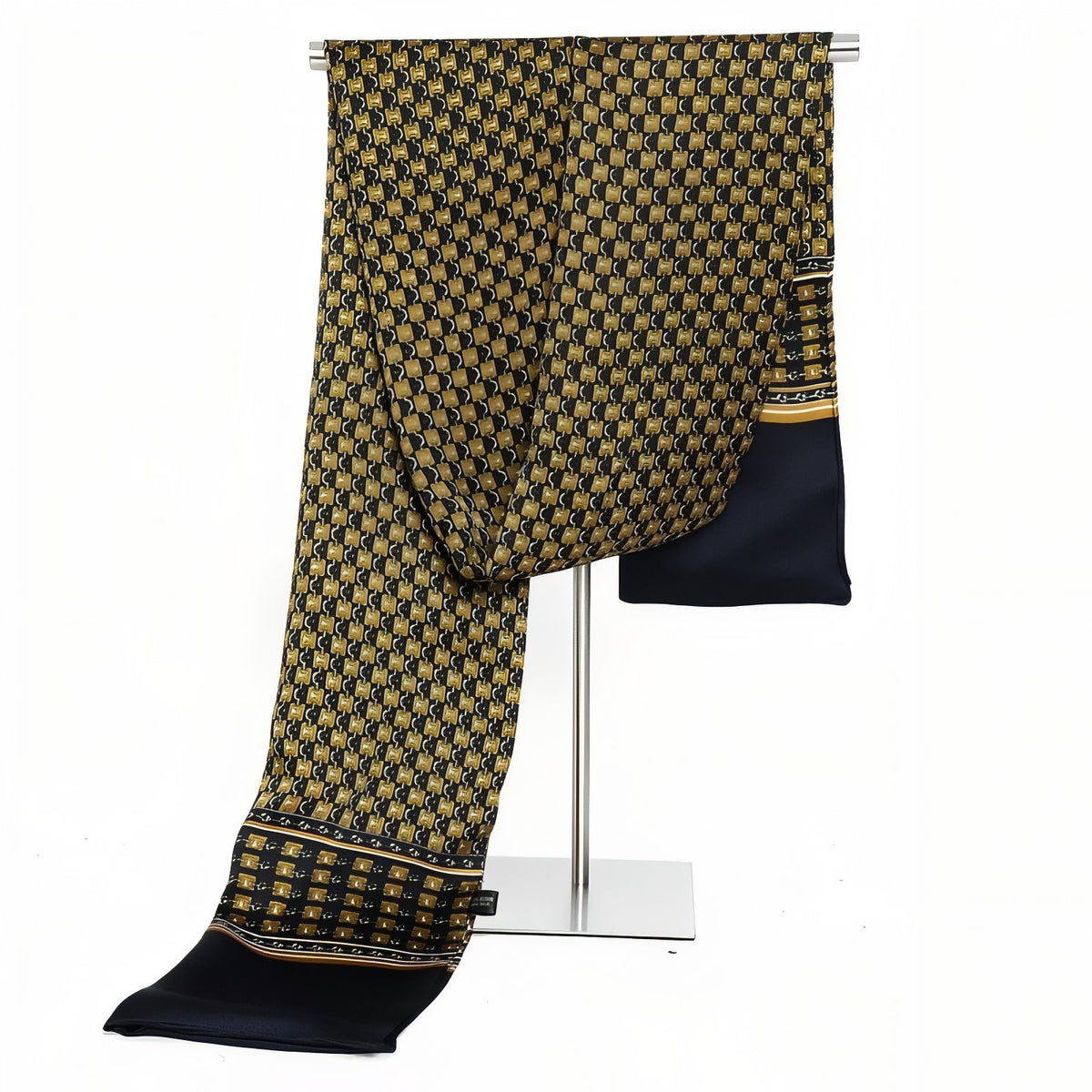 Echarpe Soie Vintage Homme - Jaune et Noir