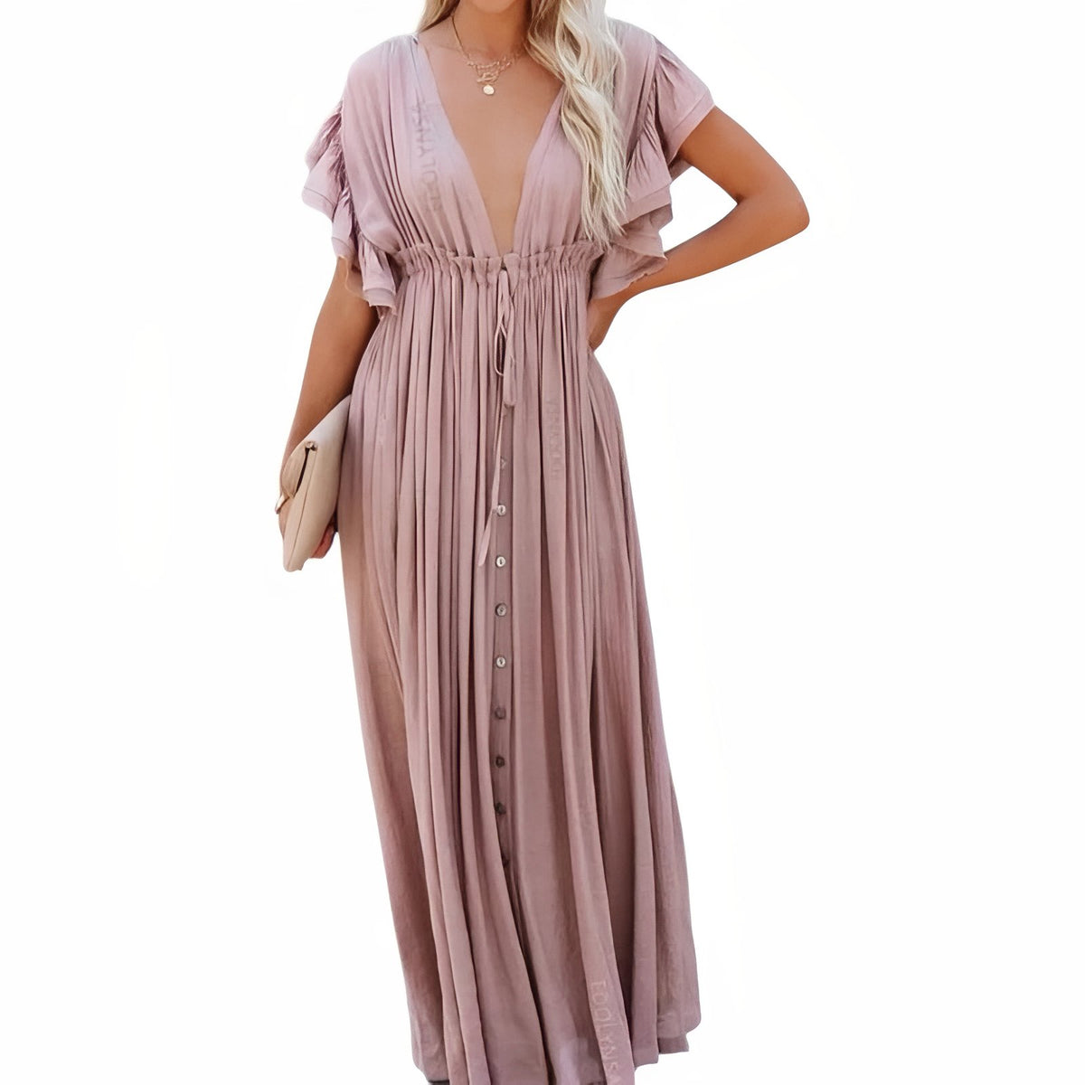 Robe de Plage Style Oversize - Rose Clair - Unique