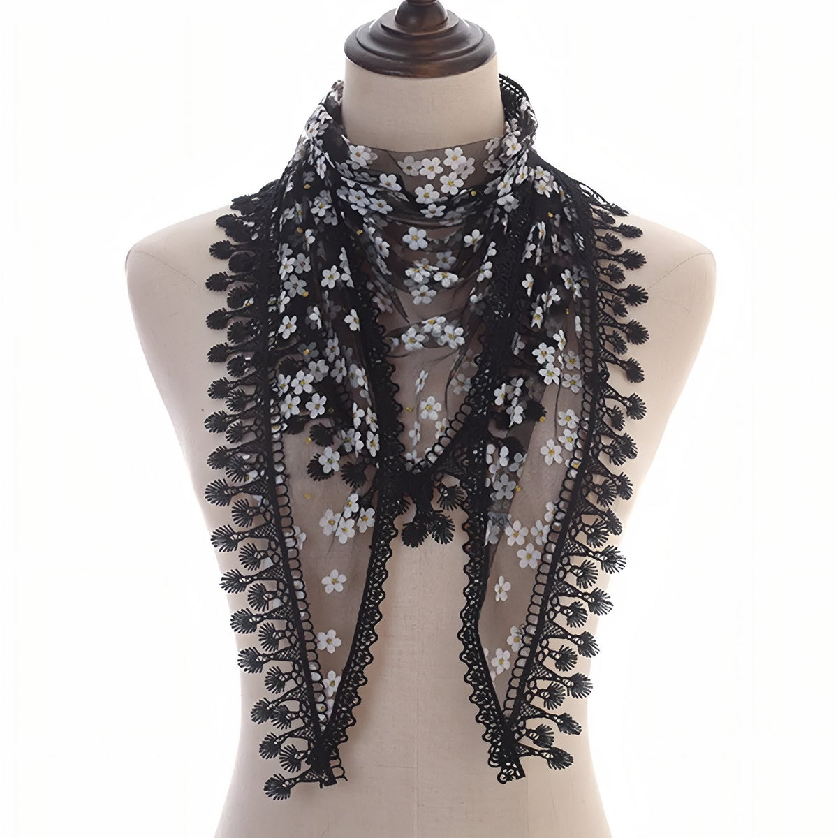 Foulard Triangle Dentelle - Noir - 160*50cm