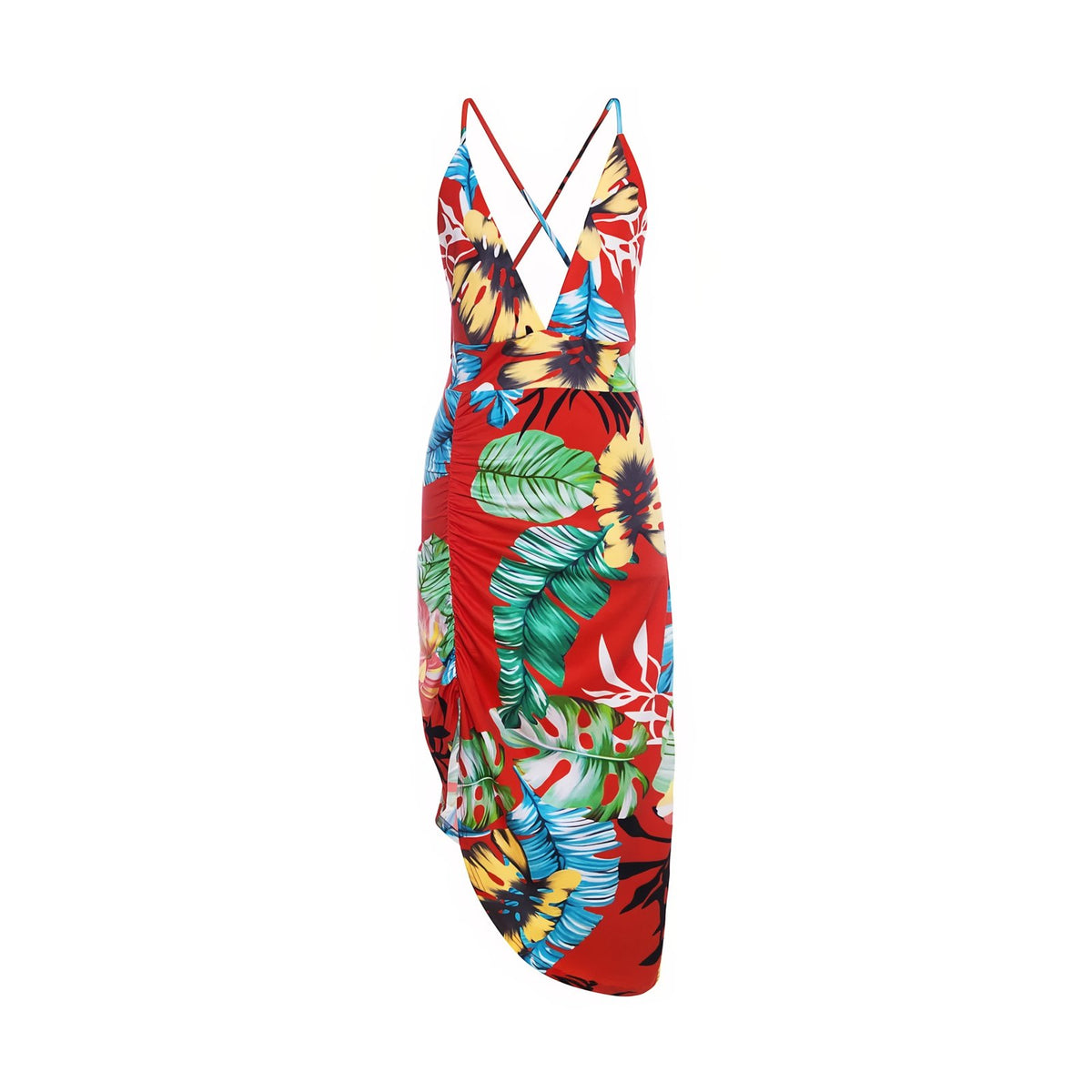 Robe de Plage Imprimé Tropical - Rouge