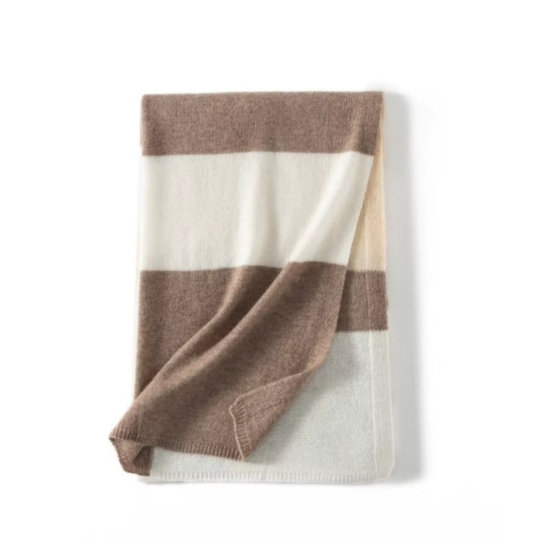 Écharpe Plaid Femme gros plan sur le tissu - Beige - Gris