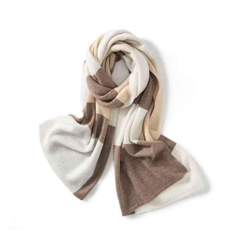 Écharpe Plaid Femme mise en scène drapée - Beige - Gris