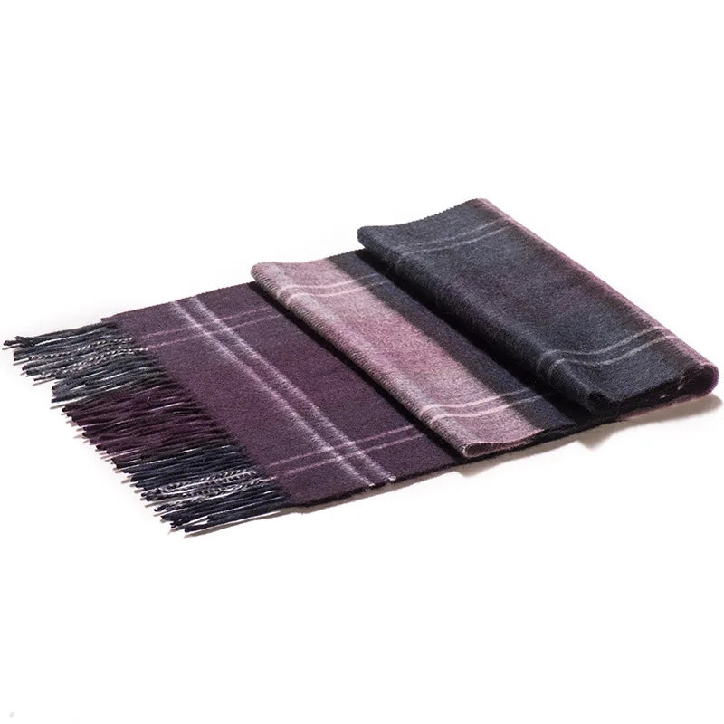 Echarpe Laine à Carreaux Homme - Violet et Noir - 180*30cm