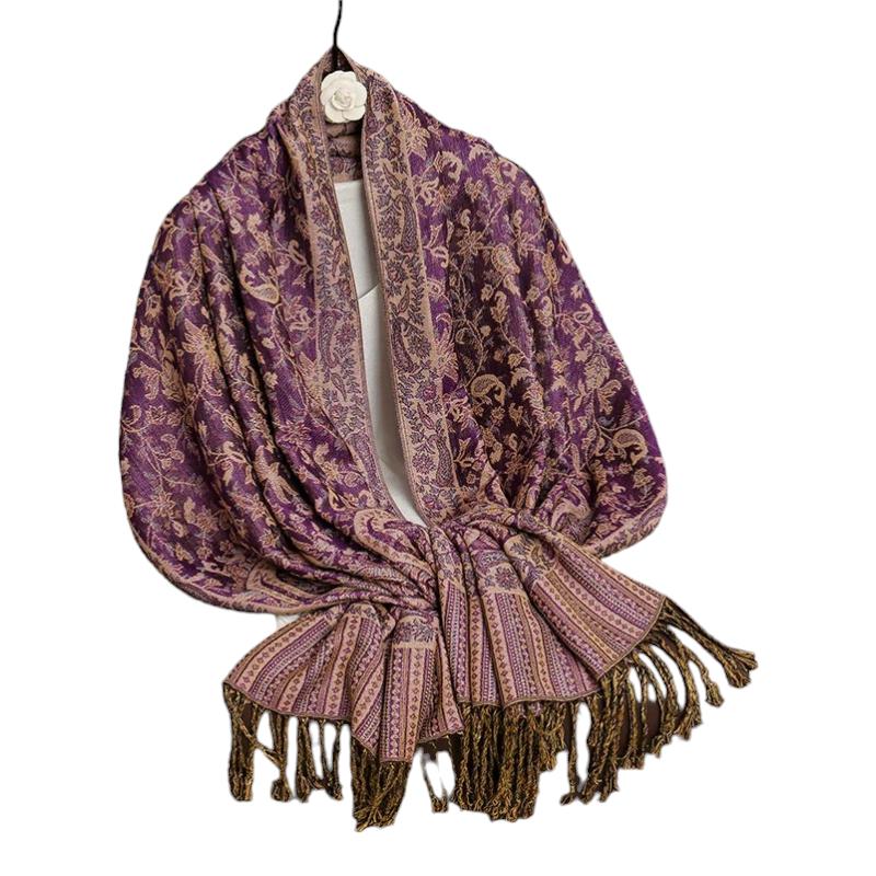 Foulard Indien Femme Violet et Or 