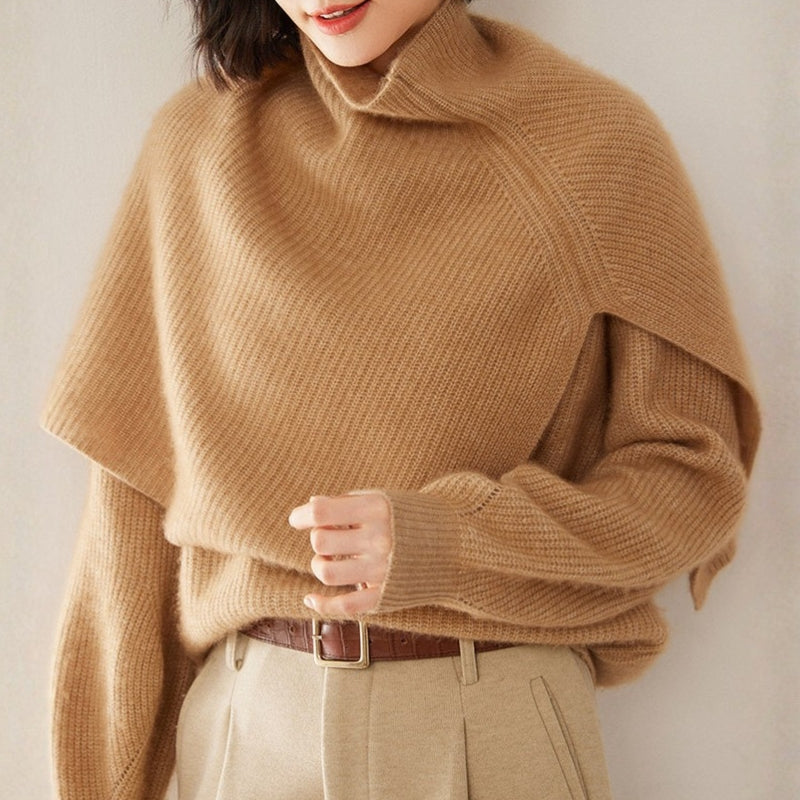 Poncho Cachemire Court portée à la main - Beige - Caramel - Noir Ébène - Gris Clair