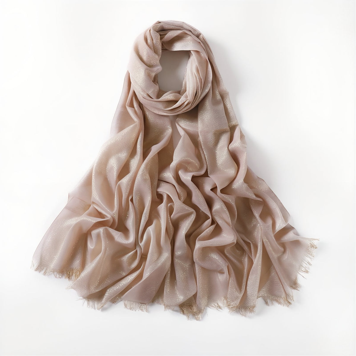 Echarpe Pailletée - Beige Rosé et Doré - 200*80cm