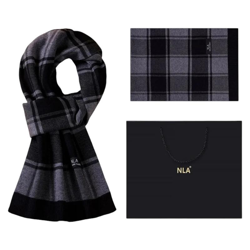 Echarpe pour Costume Homme - Gris Charbon et Noir - 180*30cm