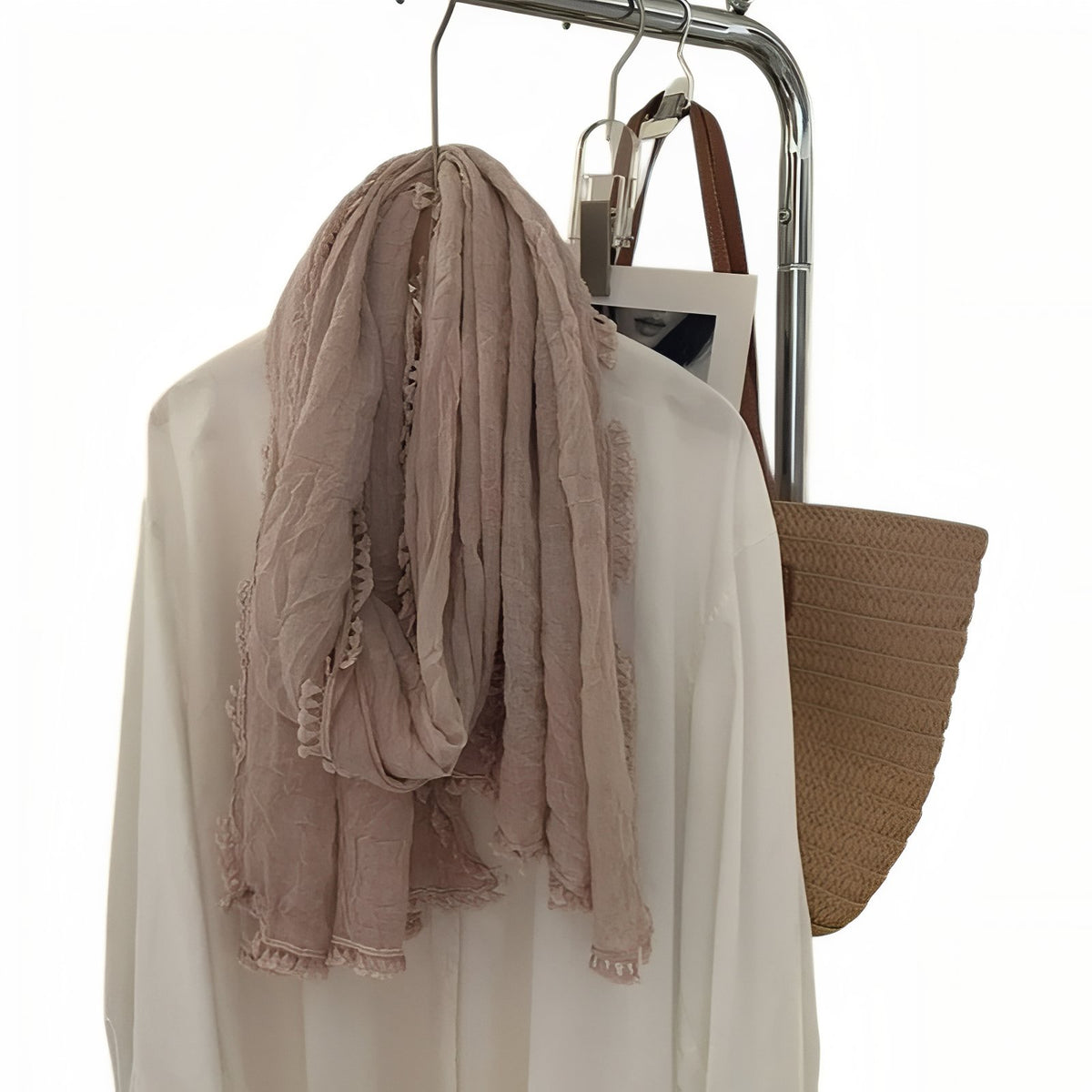 Foulard Effet Froissé - Rose Poudré - 90*190cm