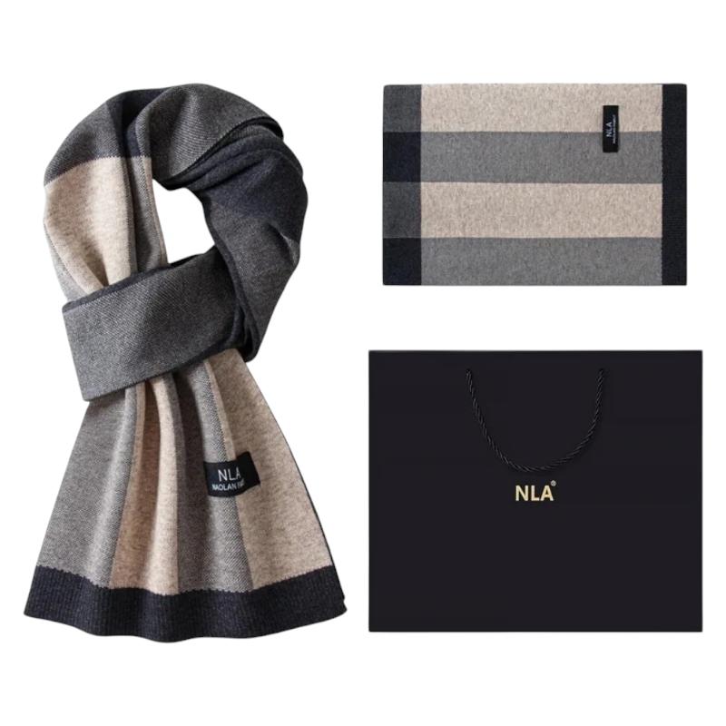 Echarpe pour Costume Homme - Beige et Anthracite - 180*30cm