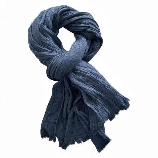 Chèche Coton Crêpé - Bleu Foncé - 200*90cm