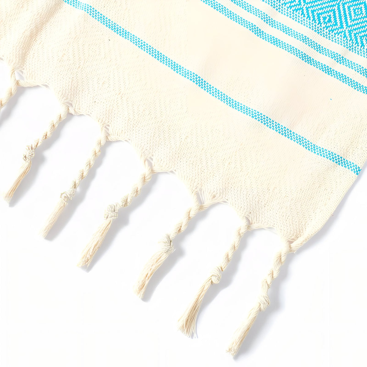 Fouta de Plage Rayures Asymétriques et Franges détail franges et motifs - Rose - Gris - Vert - Bleu - Jaune