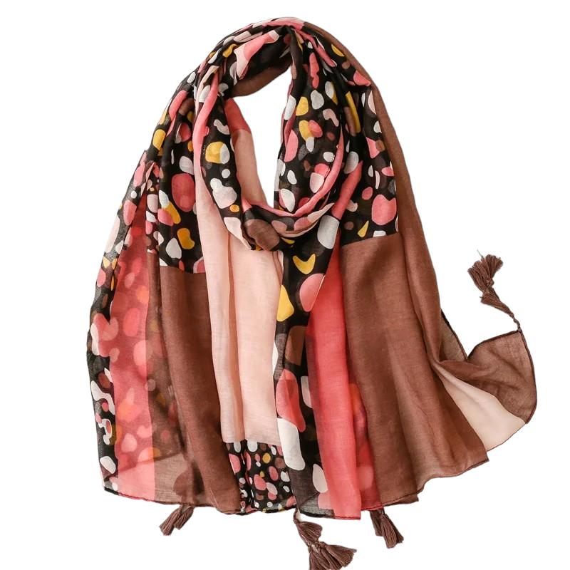 Chèche Echarpe Multicolore Originale Rose et Marron 180*90cm