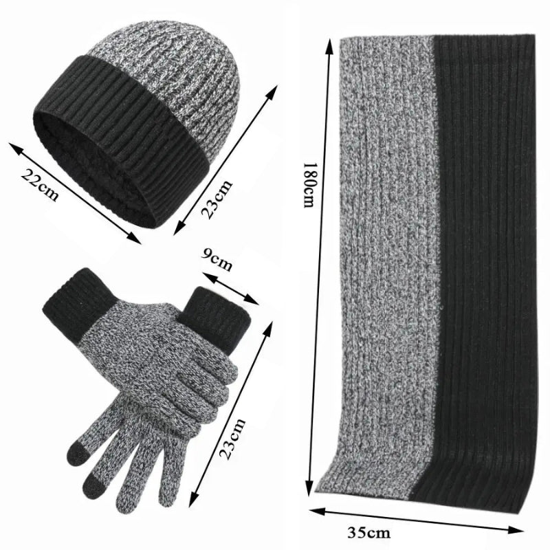 Ensemble Bonnet Echarpe Gant pour Homme guide des dimensions - Gris et Noir - Marine et Charbon - Marron et Châtaigne - Bordeaux et Noir - Gris Foncé et Anthracite