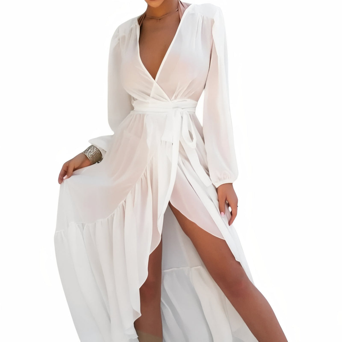 Kimono Chic de Plage uni - Blanc